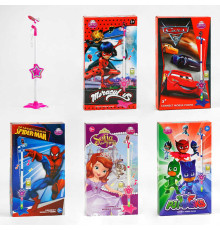 Мікрофон DS 002-1 B/V/S/T/E (60/2) 5 видів, підсвічування, можливість під’єднання телефона, в коробці, ВИДАЄТЬСЯ МІКС