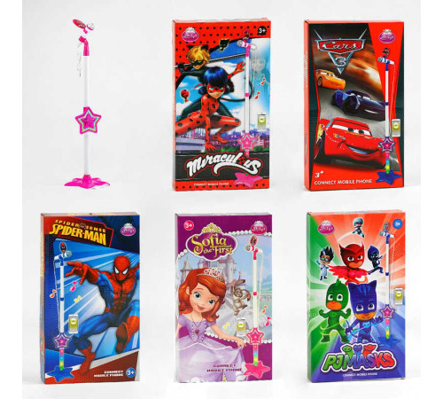 Мікрофон DS 002-1 B/V/S/T/E (60/2) 5 видів, підсвічування, можливість під’єднання телефона, в коробці, ВИДАЄТЬСЯ МІКС