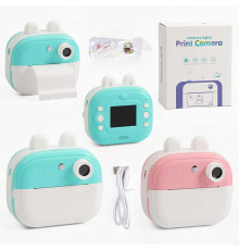 Фотоапарат-принтер C 73495 (40) 2 кольори, type-C, роз’єм для TF-карти, фото, відео, плеєр, 5 ігор, чорно-білий друк, рулон термопаперу, ремінець, в коробці