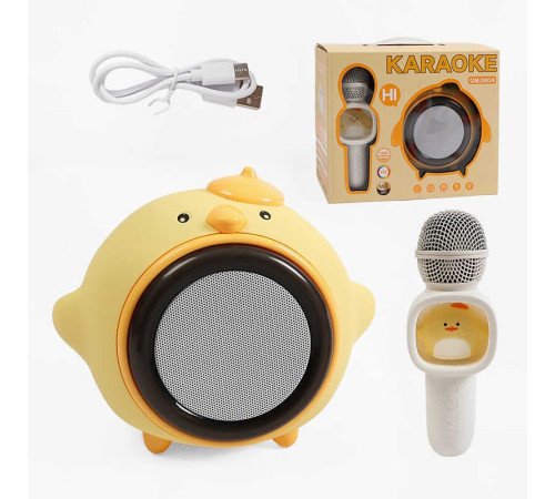 Караоке GMJ 9834 (24) 1 мікрофон з підсвічуванням, режими підсвічування, вбудований акумулятор, Bluetooth, слот для TF Card, USB-type-c кабель, USB-роз’єм, AUX-роз’єм, колонка з підсвічуванням, зміна голосу, в коробці