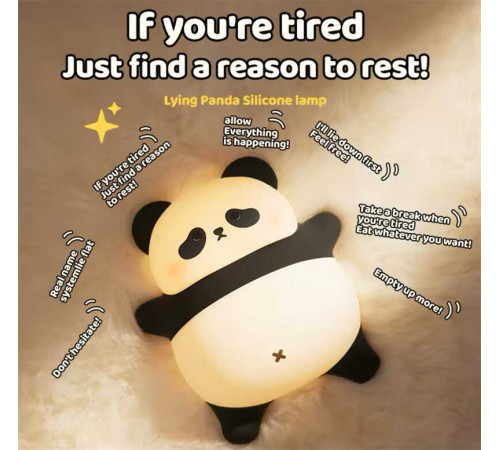 Нічник C 71560 (48) “Панда”, розмір - 14х13х6.5 см, матеріал — силікон; 3 режими інтенсивності підсвічування, таймер, USB - кабель, в коробці