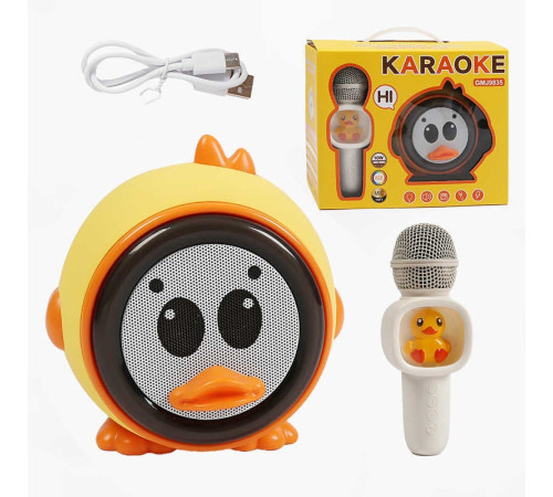 Караоке GMJ 9835 (24) 1 мікрофон з підсвічуванням, режими підсвічування, вбудований акумулятор, Bluetooth, слот для TF Card, USB-type-c кабель, USB-роз’єм, AUX-роз’єм, колонка з підсвічуванням, зміна голосу, в коробці