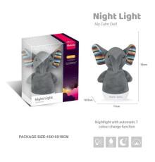 Нічник MBQ 664-3 A (72) “Слоненя”, підсвічування, висота 16 см, в коробці