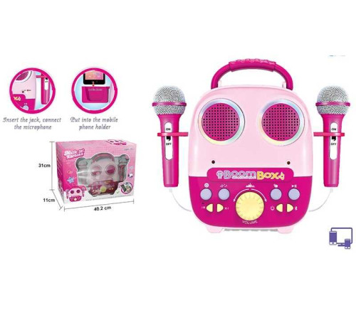 Караоке 5040 (12) підсвічування, 2 мікрофони, 12 мелодій, підключення до телефону, тільки від мережі, регулювання гучності, USB-кабель, в коробці