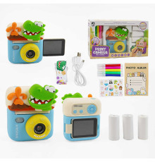 Фотоапарат-принтер M 12 D (40) поворотний екран, дріт USB Type-C, роз’єм для SD карти, 3 рулони термопаперу, ремінець, наліпки, фломастери, в коробці