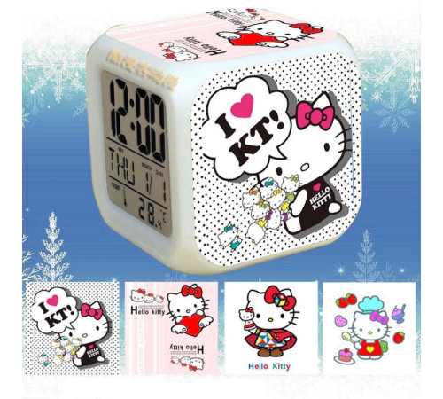 Годинник-нічник C 68952 (100) будильник, різнокольорове підсвічування, звук, у коробці