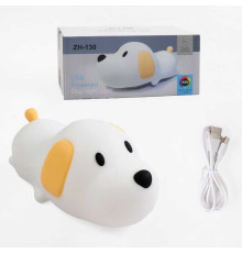 Нічник C 71562 (108) “Песик”, розмір - 15х9х7 см, матеріал — силікон; 3 режими інтенсивності підсвічування, таймер, USB - кабель, в коробці
