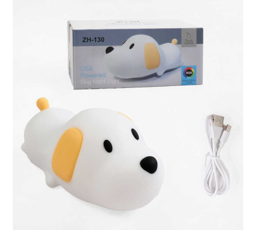 Нічник C 71562 (108) “Песик”, розмір - 15х9х7 см, матеріал — силікон; 3 режими інтенсивності підсвічування, таймер, USB - кабель, в коробці