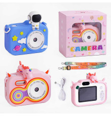 Фотоапарат С 65317 (50) 2 види, фронтальна камера, звук, фото, відео, 3 гри, роз’єм для SD карти, дріт для зарядки, силіконовий чохол, ремінець, інструкція, у коробці