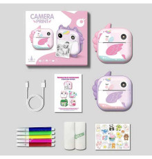 Фотоапарат-принтер M 5 D 2 Штрих=30533 (50) 2 кольори, фронтальна камера, дріт micro USB, роз’єм для SD карти, 2 рулони термопаперу, ремінець, наліпки, фломастери, в коробці