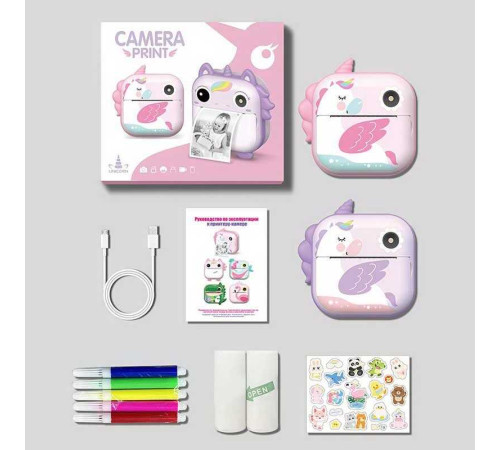 Фотоапарат-принтер M 5 D 2 Штрих=30533 (50) 2 кольори, фронтальна камера, дріт micro USB, роз’єм для SD карти, 2 рулони термопаперу, ремінець, наліпки, фломастери, в коробці – в наличии! Купите сейчас у KAZKOVA