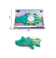 Нічник YT 24-11 (48/2) "Крокодил", довжина 37см, проєктор зоряного неба, мелодії, режими гучності, зміна кольорів підсвічування, на батарейках, в коробці