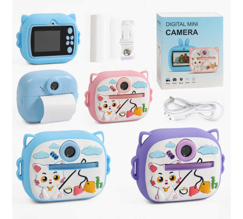 Фотоапарат-принтер C 72975 (40) кабель type-C, роз’єм для SD карти, фото, відео, ігри, рулон термопаперу, силіконовий чохол, в коробці, ВИДАЄТЬСЯ ТІЛЬКИ МІКС ВИДІВ