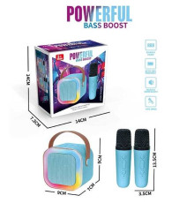 Караоке K 12-4 (48/2) 2 мікрофони, вбудований акумулятор, Bluetooth, слот для TF-Card, роз’єм type-С, AUX, зміна голосу, мінус, регулювання гучності та підсвічування, в коробці