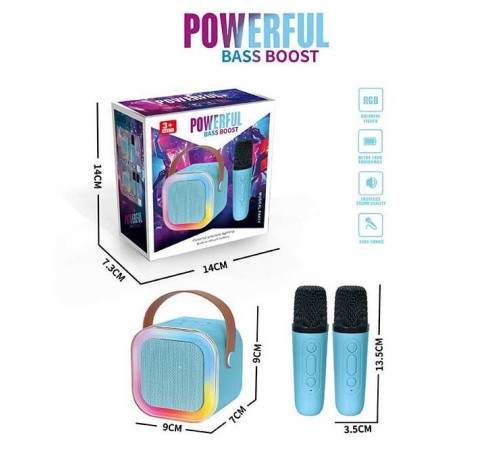 Караоке K 12-4 (48/2) 2 мікрофони, вбудований акумулятор, Bluetooth, слот для TF-Card, роз’єм type-С, AUX, зміна голосу, мінус, регулювання гучності та підсвічування, в коробці – в наличии! Купите сейчас у KAZKOVA