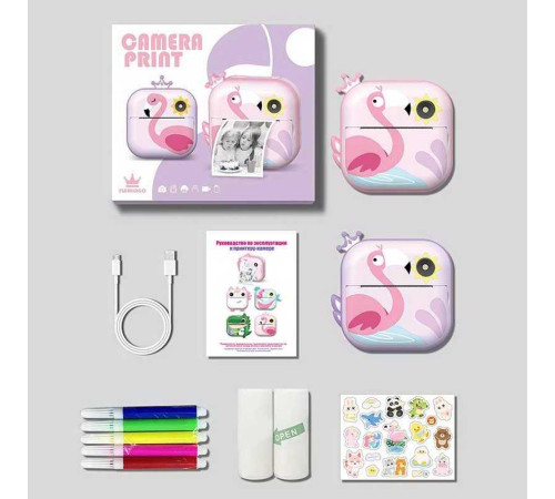 Фотоапарат-принтер M 5 H 1 Штрих=30540 (50) 2 кольори, фронтальна камера, дріт micro USB, роз’єм для SD карти, 2 рулони термопаперу, ремінець, наліпки, фломастери, в коробці – в наличии! Купите сейчас у KAZKOVA