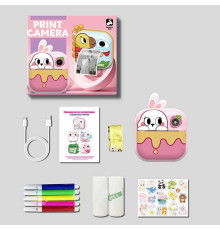 Фотоапарат-принтер M 5 R (50) фронтальна камера, дріт micro USB, роз’єм для SD карти, 2 рулони термопаперу, ремінець, наліпки, фломастери, в коробці