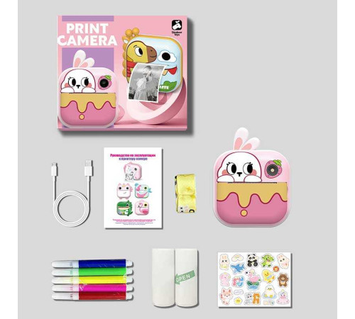 Фотоапарат-принтер M 5 R (50) фронтальна камера, дріт micro USB, роз’єм для SD карти, 2 рулони термопаперу, ремінець, наліпки, фломастери, в коробці – в наличии! Купите сейчас у KAZKOVA