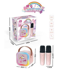 Караоке K 12-6 (48/2) 2 мікрофони, вбудований акумулятор, Bluetooth, слот для TF-Card, роз’єм type-С, AUX, зміна голосу, мінус, регулювання гучності та підсвічування, в коробці