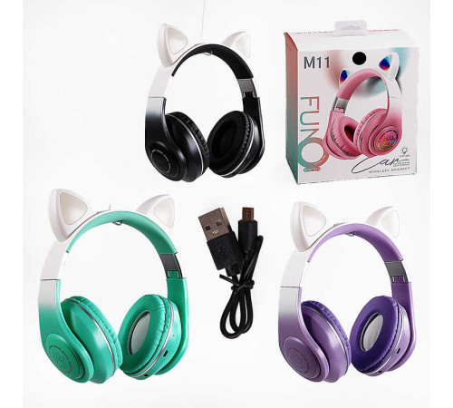 Навушники C 64092 (60) 3 кольори, bluetooth, підсвічування, карта пам’яті, AUX-кабель, мікрофон, акум. 400 mAh, в коробці, ВИДАЄТЬСЯ МІКС ВИДІВ