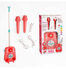 Караоке 1092 (18/2) підсвічування, 2 мікрофони, дитячі мелодії, підключення до MP3, регулювання гучності, функція запису, зміна голосу, мільтимедійний кабель 3.5 мм, в коробці