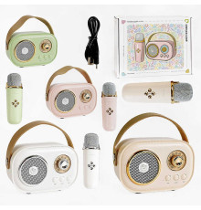 Караоке C 66373 (40) 4 види, bluetooth, мікрофон, підсвічування, від акумулятора/мережі, type-c, TF-картка, в коробці, ВИДАЄТЬСЯ МІКС