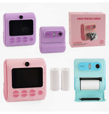 Фотоапарат-принтер LK 001 (40) УКРАЇНСЬКЕ МЕНЮ, фронтальна камера, спалах, роз’єм type c, SD карта, 3 рулони термопаперу, в коробці, МІКС ВИДІВ