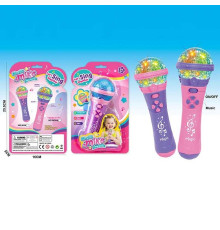 Мікрофон 9826 (168/2) 2 кольори, підсвічування, мелодії, на батарейках, на листі