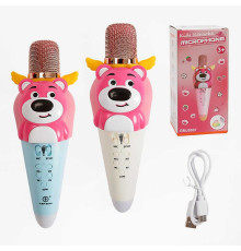 Мікрофон GMJ 9807 (60) 2 види, Type-C, Bluetooth, зміна голосу, динамік, AUX, роз’єм для TF карти, підсвічування, в коробці