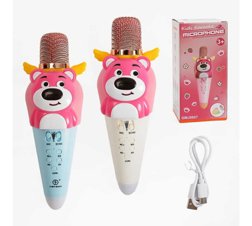 Мікрофон GMJ 9807 (60) 2 види, Type-C, Bluetooth, зміна голосу, динамік, AUX, роз’єм для TF карти, підсвічування, в коробці