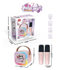 Караоке K 12-8 (48/2) 2 мікрофони, вбудований акумулятор, Bluetooth, слот для TF-Card, роз’єм type-С, AUX, зміна голосу, мінус, регулювання гучності та підсвічування, в коробці