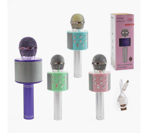 Мікрофон С 60082 (50) 1800 mAh, TF Card, караоке, bluetooth, USB, колонка, в коробці, ВИДАЄТЬСЯ ТІЛЬКИ МІКС ВИДІВ