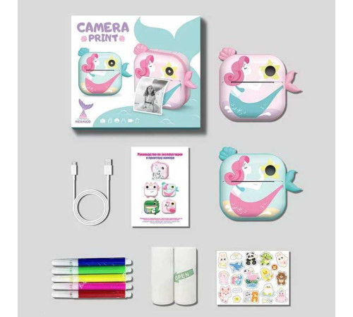 Фотоапарат-принтер M 5 Y Штрих=30564 (50) 2 кольори, фронтальна камера, дріт micro USB, роз’єм для SD карти, 2 рулони термопаперу, ремінець, наліпки, фломастери, в коробці – в наличии! Купите сейчас у KAZKOVA