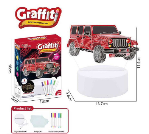 Нічник 26009 (120) працює від мережі, підсвічування, 3 кольори світла, фломастери, USB кабель, в коробці