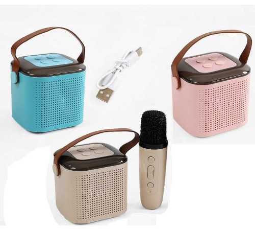 Караоке C 72965-1 (40) 3 кольори, 1 мікроф,колонка,підсвіч,слот для TF Card, bluetooth, USB-type-c кабель,зміна голосу,в пакеті МІКС ВИДІВ