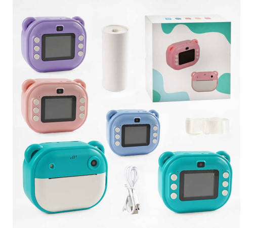 Фотоапарат-принтер C 66631 (40) 4 кольори, фронтальна камера, чб друк, USB-кабель, 2 рулони термопаперу, звук, фото, відео, ігри, SD роз’єм, в коробці, ВИДАЄТЬСЯ ТІЛЬКИ МІКС ВИДІВ