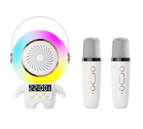 Караоке C 72554 (40) bluetooth, 2 мікрофони, підсвічування, type-c, TF-картка, AUX-роз’єм, регулювання гучності, зміна голосу, годинник, в коробці – в наличии! Купите сейчас у KAZKOVA