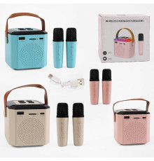 Караоке C 72965 (60) 2 мікрофони, колонка, підсвічування, слот для TF Card, bluetooth, USB-type-c кабель, зміна голосу, в коробці, ВИДАЄТЬСЯ ТІЛЬКИ МІКС ВИДІВ