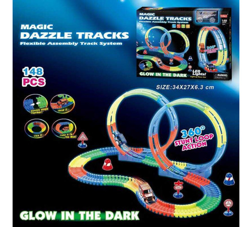 Трек 123 (36/2) 148 деталей, машинка на батарейках, підсвічування, неоновий трек, в коробці – в наличии! Купите сейчас у KAZKOVA Трек 123 (36/2) 148 деталей, машинка на батарейках, підсвічування, неоновий трек, в коробці – в наличии! Купите сейчас у KAZKOVA