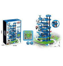 Трек-парковка 660 A-324 (10/2) “Поліція”, масштаб - 1:64, автоматичний підіймач, підсвічування, звукові ефекти, металопластикові машинки, наліпки, мапа, в коробці