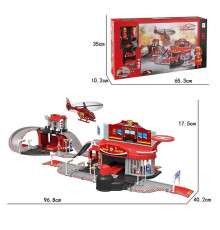 Трек 660 A-201 (6) 77 деталей, металопластикові вертоліт, мотоцикл, машинки, фігурки пожежників, наліпки, в коробці