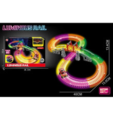 Трек 888-133 (48) люмінесцентний, довжина 74см, 199 деталей, машинка, автоматична їзда, підсвічування фар, в коробці