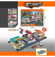 Трек MH 189 (12) 3 в 1, 70х34х19,5 см, 88 елементів, 6 металопластикових машинок, в коробці