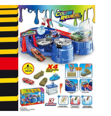 Автомийка SK 773 S (20) 4 металопластикові машинки, змінюють колір, рухливі елементи, пульверизатор, піпетка для водички, в коробці