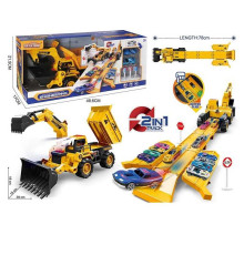 Трек 660 S-98 Штрихкод = 64287 (16/2) 2 металопластикові машинки, спецтехніка, рухливий ківш, звуки, мелодія, підсвічування, в коробці