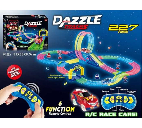 Автотрек на радіокеруванні 156 (18/2) довжина траси 475 см, 227 деталей, машинка на радіокеруванні, світло, звук, в коробці – в наличии! Купите сейчас у KAZKOVA