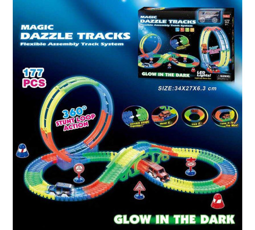 Трек 124 (36/2) 177 деталей, машинка на батарейках, підсвічування, неоновий трек, в коробці – в наличии! Купите сейчас у KAZKOVA Трек 124 (36/2) 177 деталей, машинка на батарейках, підсвічування, неоновий трек, в коробці – в наличии! Купите сейчас у KAZKOVA