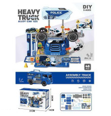 Трек 6664 (36/2) "Поліція", 2в1, вантажівка+трек, 46 елементів, металопластикова машинка, пластикові колеса, в коробці
