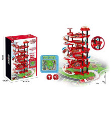 Трек-парковка 660 A-325 (10/2) масштаб - 1:64, автоматичний підіймач, підсвічування, звукові ефекти, металопластикові машинка і вертоліт, наліпки, мапа, в коробці