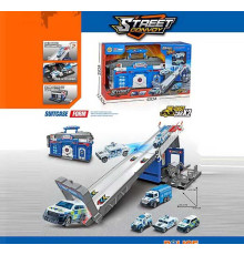 Трек MH 190 (18) запускач, 2 металопластикові машинки, наліпки, в коробці